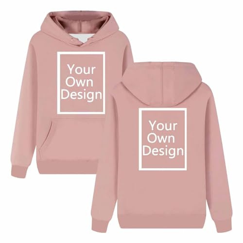 Générique Sweat à Capuche Personnalisable pour Hommes/Femmes Pull Personnalisé Ajoutez Votre Propre Photo/Texte/Logo sur Le Devant Et Le Dos Hoodie Couple Hiver Idéal Noël et Saint Valentin