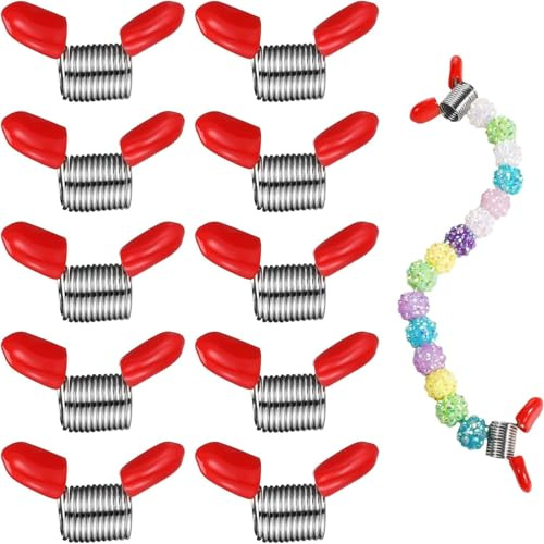 Zheigaoxea 10PCS Spring Clamps Stopper for Jewelry Making, Soft Flex Bead Clamps, Bead Line End to Prevent Beads from Falling, Supplies Essential Jewelry Making Tool for DIY Bracelets, Necklaces, Earr