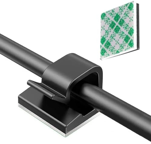 JYSNOW Sujeta Cables Adhesivo, 50 Piezas Escritorio Cable Clips Negro | Pinza para Cables | Base de Fijación de Cables | Gestión de Cables | Material PP para Escritorios y Guirnaldas Luminosas