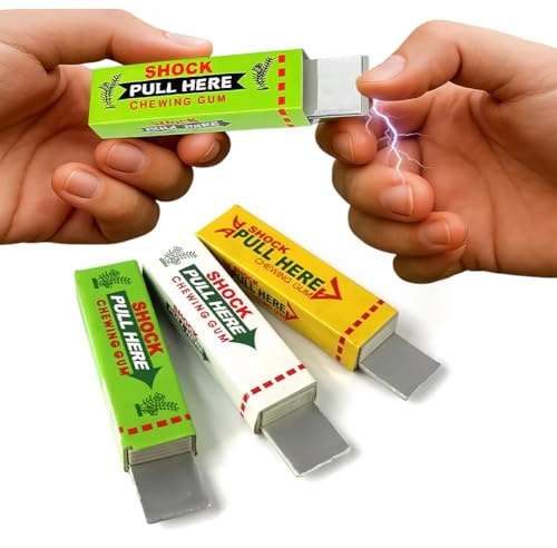 3 PCS Electric Shock Chewing Gum Prank Toy, Fun Electric Shock Toys, Prank Gadget for Fool's Day Surprise, for Friends, Family - Office & Party Gags, Trick Gadgets, Party Bag Fillers