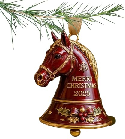 tulahkomen Weihnachtsschmuck, Pferdekopf, handgefertigtes Andenken – handgefertigte 3D-Pferd-Glocken – für Freunde, Urlaub, Kinder, Innen- und Außenbereich, Wandfenster, Zuhause