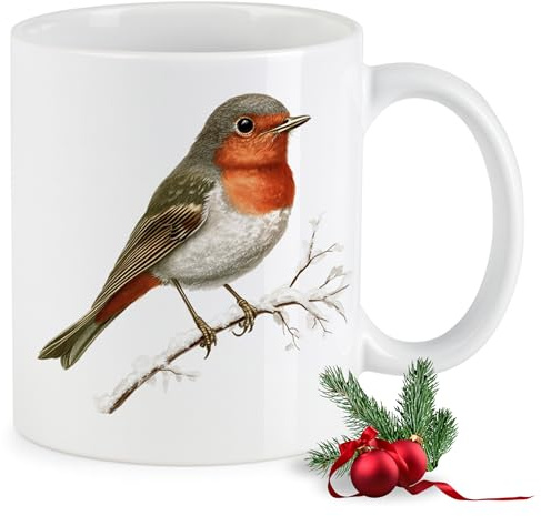 GRAZDesign Tasse Weihnachten Rotkehlchen, Keramik 330ml, Motiv 6