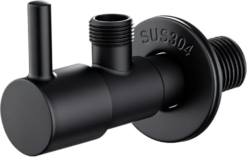 Ibergrif M22025B-3/8 Robinet d'Arret de Régulation avec Poignée, Robinet Équerre (1/2 * 3/8) pour Cuisine et Salle de Bains, Noir (Lot de 5)