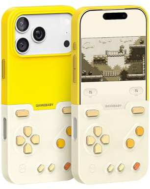 Bitmolab GAMEBABY für iPhone 17 Pro Max Hülle, Innovative Game Controller Phone Case, Handyhülle iPhone 17 Pro Max für GBA, GBC, NES Handheld Retro-Spiele, Gelb
