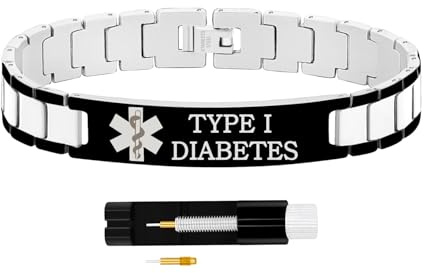 Anpassbares maskulines medizinisches ID-Armband aus Edelstahl | Graviertes Notfall-Alarmarmband | Premium-Identifikationsarmband-Stil | Enthält Link-Entferner