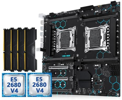 Motherboard Kit scheda madre Fit For MACHINIST X99 MD8 Dual CPU Intel Xeon E5 2680 V4 LGA2011-3 DDR4 32 GB RAM C612 chip Server Computer(Motherboards)