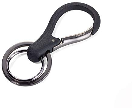 TROIKA KEY Organizer - KR17-09/GM - Schlüsselanhänger mit 2 Ringen - Karabiner - lackiert - Schlüsselorganisation - glänzend - schwarz/gunmetal grau - das ORIGINAL von TROIKA