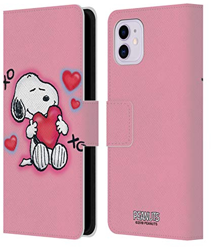Head Case Designs Offizielle Peanuts XOXO Snoopy Plankenweg-Spritzpistole Leder-Wallet-Hülle Kompatibel mit Apple iPhone 11