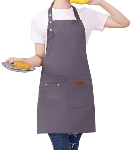 Watwass Baumwolle Leinwand Schürzen Grau für Stylist Barkeeper Gärtner Kellnerin Maids Schürze Mann Verstellbare Träger mit Tasche