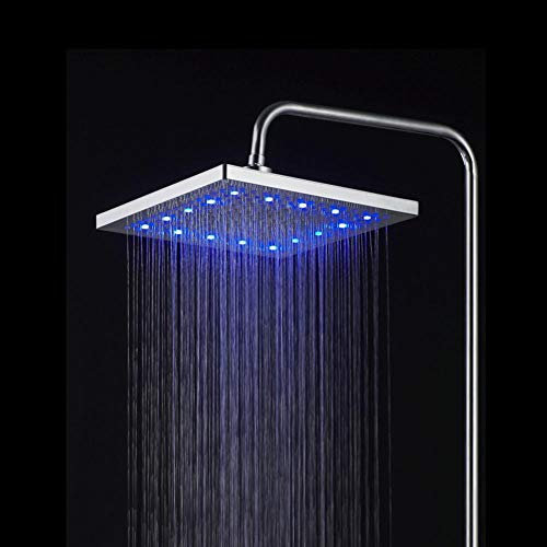 Soffione doccia a LED con controllo della temperatura fisso, soffione design elegante in ABS, ugello facile da pulire, placcatura, diametro superiore dello spruzzo 30 cm