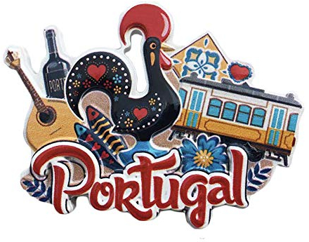 Imán 3D de Portugal para nevera, recuerdo turístico, hecho a mano, resina, manualidades, calcomanías magnéticas para decoración del hogar, cocina, regalo de viaje