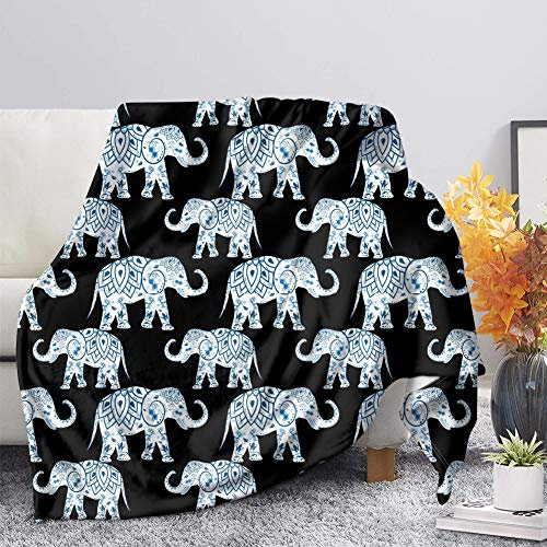 Woisttop Flanelldecke mit Elefantenmotiv, flauschig, für Couch, Sofa, Schlafzimmer, Camping, Rucksackreisen, Büro, Nickerchen, Reisen