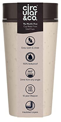 Circular & Co Kaffeebecher 2Go Kaffeebecher 340 ml - OS - weiß/schwarz