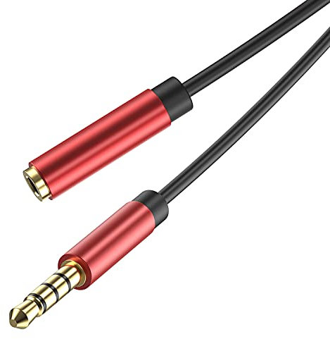 N NEWTOP Prolunga Cavo AUX02 Audio 4 Pin Stereo Alta Qualità AUX Maschio - Femmina Jack 3,5mm Compatibile con Cuffie Beats iPhone iPod iPad Smartphone MP3 (Rosso)