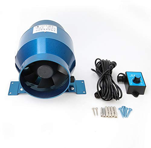 4” Inline Duct Fan with Speed Controller, AC220V Ventilation Exhaust Fan, Attic Gable Fan 0-100% Adjustable Speed for Indoor Garden Ventilation