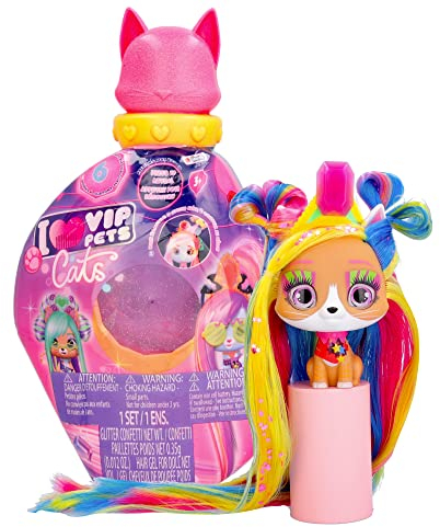 IMC Toys VIP Pets Melisa Puppe zum Sammeln mit Katzenkopf, langes Haar zum Stylen und Dekorieren mit Schmuck, Spielzeug, Geschenk für Mädchen und Jungen ab 3 Jahren