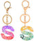 2Pcs Porte-clés, Porte-clés en résine, Porte-clés à lettres avec fleurs, Alphabet A-Z Key Ring pour femmes Cadeau d’anniversaire fille (S)