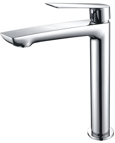 IMEX - Grifo de lavabo caño alto, Monomando de baño - Mezclador de agua Frio/Caliente - Griferia alta de lavabo sobre encimera - Serie LUXOR Cromo - BDX023-3