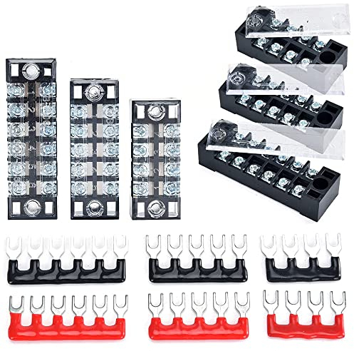Greluma Morsettiera e striscia - 6 set 4/5/6 posizioni 600V 15A Morsettiera a vite a doppia fila con coperchio + morsetti preisolati 400V 10A Barriere Ponticelli