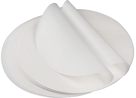 SWAWIS 150 Stück Backpapier Rund, Runde Antihaft-Backpapier Ø 26cm, Rundes BBQ Papier, für Pfannen Backen BBQ Pizza Kuchen Luftfritteuse(White)