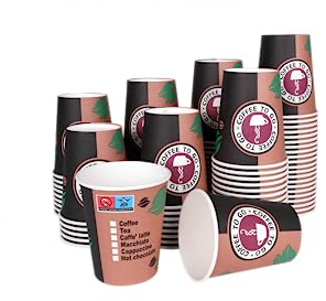 Inoverse 100 stück Pappbecher, Einweg Coffee to Go Becher - 300ml, Kaffee to go Becher Pappe, 12oz Trinkbecher für Tee, Einwegbecher, Papierbecher, Kaffeebecher to go, Kaffeetassen, Ø 90 mm