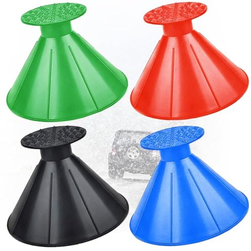 Round Magical Ice Scrapers for Car Windshield,4 Pcs Colorful Ice Scraper Windshield Magic Snow Scraper Funnel Scrape Snow Removal
