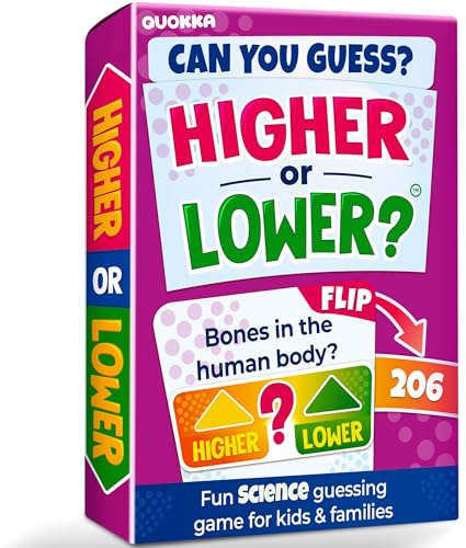Quokka Card Games For Kids, Adults and Families - Party Family Games | Higher or Lower Family Board Games - Science Ver. 2.0 - Fun Travel Games for Adults - Challenge Quiz Cards for Family Night