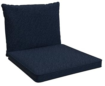 POKAR Loungekissen Stuhlkissen für Stuhl Rattanmöbel Gartenmöbel Kissen, 2er Set (1x Sitzkissen 60x60x5 cm + 1x Rückenlehne 60x40x15 cm), Dunkelblau