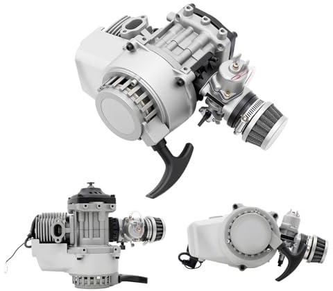 LKHDONG 49ccm 2-Takt Mini Dirt Bike 50ccm Pocket Bike Motor Aluminium Hub Motor Dirtbike Motor ATV Cross Pocketbike Kinderquad mit Getriebe Vergaser für Pocket Bike Mini Dirt Bike ATV Roller