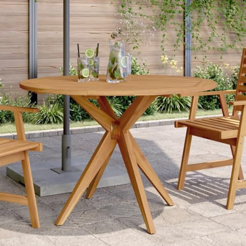 Rantry Gartentisch, rund, Ø 110 x 75 cm, aus massivem Akazienholz, Gartentisch, Esstisch, Küchentisch, Gartentisch
