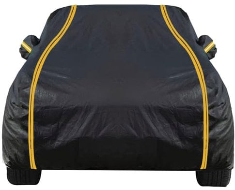 Schwarz Auto Abdeckplane für Opel Kadett D Caravan 1979-1984 Combi, Autoabdeckung Outdoor Wasserdicht Hagelschutzplane Auto Atmungsaktiv Vollgarage-Autoplane Für Regen Sonne Staub Schutz