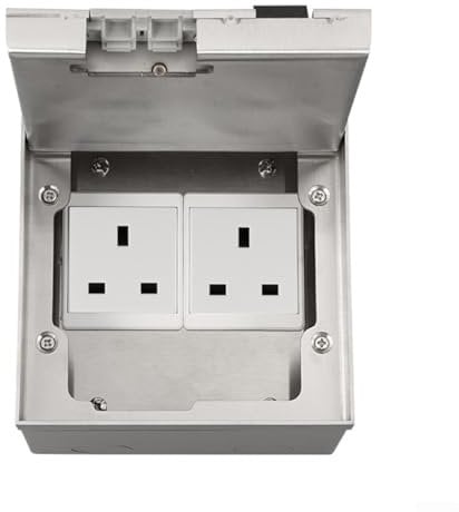 Embedded Socket Box Concealed Socket Stainless Steel Desktop Floor Power Socket Dual Outlets, Hidden Socket Box Waterproof Electrical Outlet Box Kit