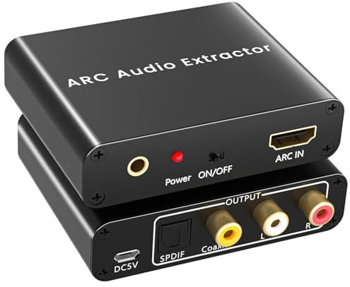 Adaptador HDMI ARC,Extractor de Audio HDMI ARC que Puede Convertir Señales Digitales en Señales ópticas,Coaxiales,3,5 mm y RCA.Convertidor DAC para barra de sonido HDTV,Amplificador