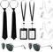 SEFIRST 10 Piezas MIB Agente Disfraz Accesorios, Disfraz Vigilante Seguridad, Disfraz Fbi, Men in Black Disfraz, Servicio Secreto Juego de Disfraces Espía Accesorios para Hombres Mujeres Niños