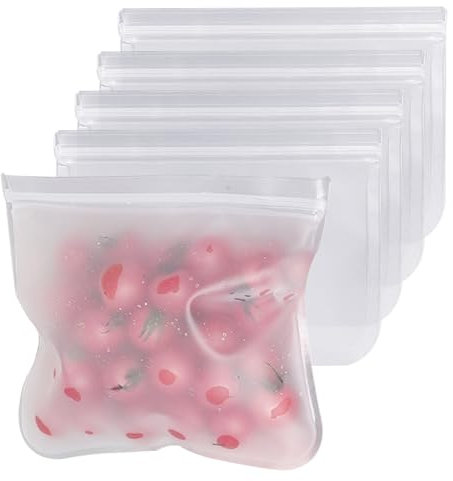 6 Pack Reusable Silicone Freezer Bags 10.6 * 11Inch Dishwasher Safe, Extra Large Leakproof Silicone Food Bags Plastic Free Food Storage Bags for Meal Prep, Fruits, Sandwich, Snack, Travel