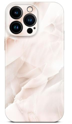 ONEFLOW Bliss Cover für iPhone 14 Pro Max Hülle in Marmor Optik, Designer Case Handy Schutzhülle mit Kameraschutz, Muster Hardcase Glitzer Handyhülle marmoriert, Creme Rosa