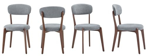 SEEDWAVE Esszimmerstühle Küchenstuhl, Linen-Softpolster Eisenstühle mit Holzmaserung Metallbeinen und Anti-Rutsch-Fußpads, moderner minimalistischer Stil (4, Grau)