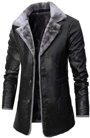 Herrläderjacka, lammskinn vinterjacka, lång bekväm kort rock, överdimensionerad rock, vardaglig fleece, överdimensionerade korta rockar, lockigt lammskinn, ståkrage, vinterläderjackor för män