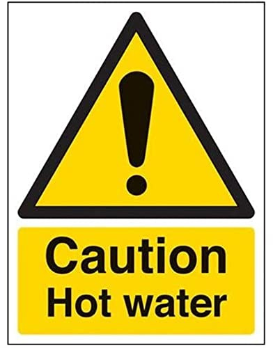 vsafety 62006 an-s Caution Hot Wasser Achtung Temperatur Schild, selbstklebend, Hochformat, 150 mm x 200 mm x 200 mm, schwarz/gelb