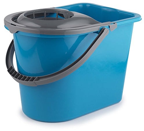 Beldray LA036810TQ Large 14 Litre Mop Bucket – Classic Cleaning Bucket with Detachable Wringer, Carry Handle, Ergonomic Dipped Edge, Lightweight & Portable, Durable Plastic Bucket, Turquoise/Grey