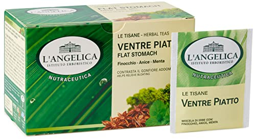 L'Angelica, Tisana Funzionale Ventre Piatto a Base di Finocchio, Anice Stellato e Menta, Tisane contro il Gonfiore Addominale, Vegan, 10 Confezioni da 20 Filtri