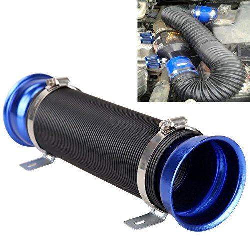 Universal(76mm) Cold Air Intake Flexible Induction Pipe Hose Kit Blue Black From Madlife Garage