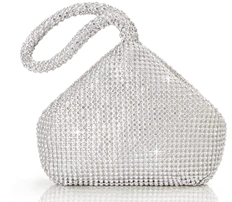 BABEYOND Damen Strass Clutch Abendtaschen Sparkly Glitter Triangle Geldbörse für 1920er Jahre Party Abschlussball Hochzeit, silber, Einheitsgröße