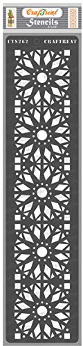 CrafTreat wiederverwendbare Wandrand-Schablonen zum Malen auf Holz, Wänden und Fliesen – Border6 – 7,6 x 30,5 cm – DIY-Kunst- und Bastelschablonen für Bordüren – Rangoli-Randschablone