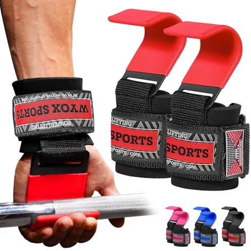 WYOX Power-Gewichtheber-Training Gym Straps Haken Stange Handgelenkstütze Lift Handschuhe (rot)