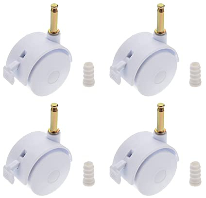 MroMax Lenkrollen mit Bremse, 4 cm, 4 Stück, Weiß