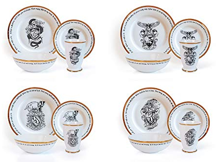 HARRY POTTER Hogwarts House Logos 16-Piece Ceramic Dinnerware Set