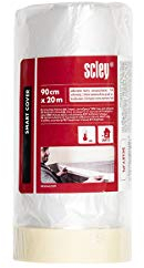 Scley Film De Protection Avec Ruban De Masquage - Film Anti-Poussière Largeur 90cm, Longueur 20m - Bâche en plastique - Transparente - Film De Masquage Pour Rénovation Et Déménagement x 1pc