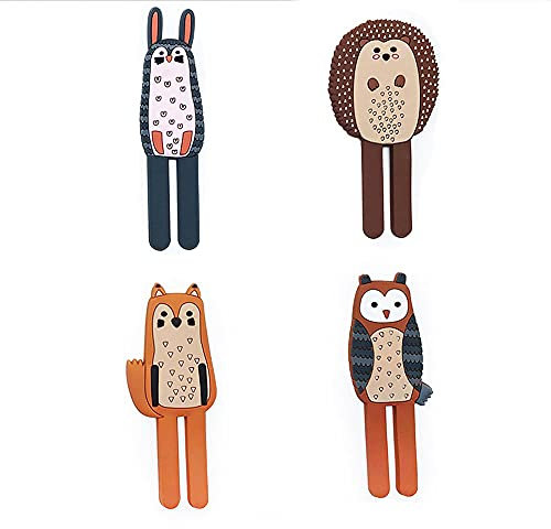 TopHomer - Confezione da 4 ganci magnetici a forma di animale, con piedini flessibili per frigorifero, lavagna bianca e qualsiasi superficie magnetica (colore misto)
