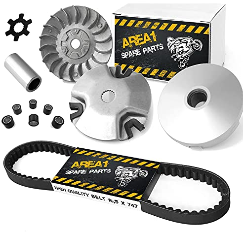 Area1 Variomatik-Set mit Keilriemen für Motorroller mit 50ccm 2T Motor. Kompatibel mit Aerox Neos Jog Nitro Ovetto Mach Booster, bis 2000